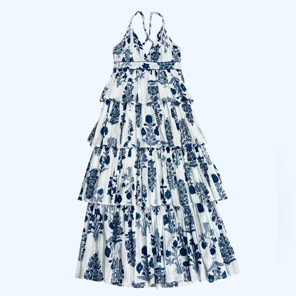 RO’S GARDEN Nevada V-neck Tiered Ruffle Maxi Dress NWT - Picture 3 of 12